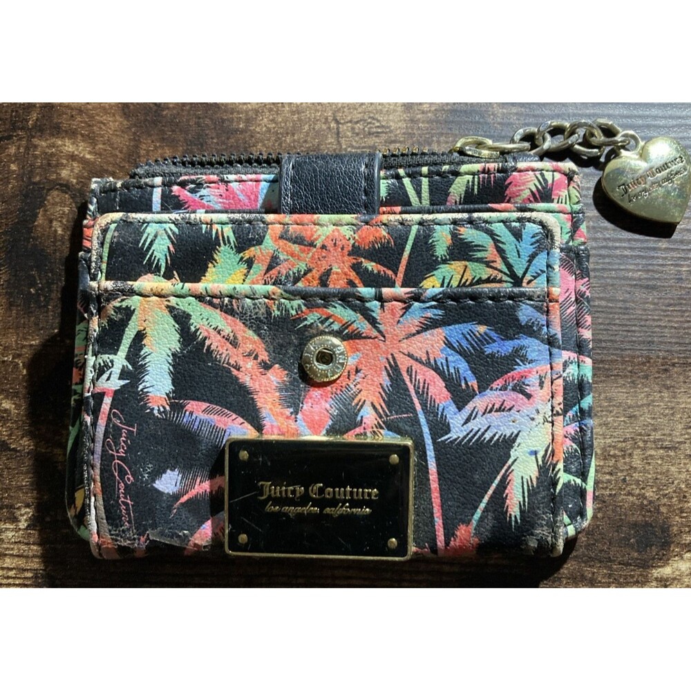 Juicy Couture Moody Garden Black Everything CA Multi-Color Case Key Chain Wallet